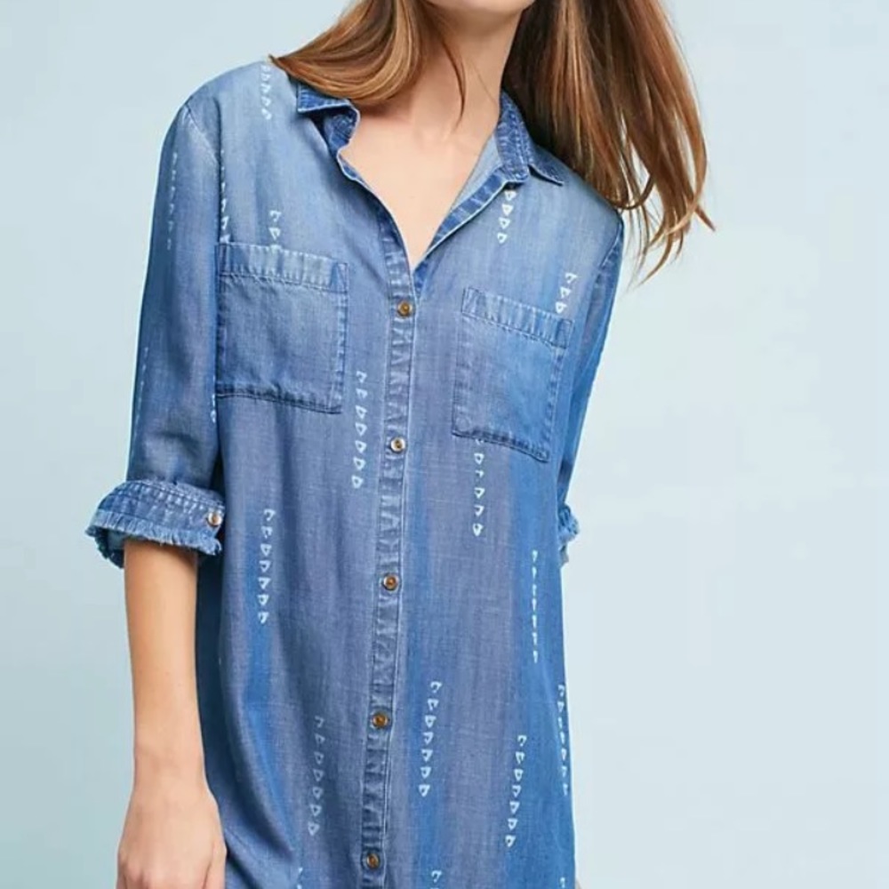 Anthropologie Cloth & Stone Raw Hem Shirtdress XS